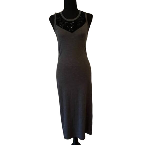 EXPRESS Gray Fitting Midi Dress Size Medium - Picture 1 of 10